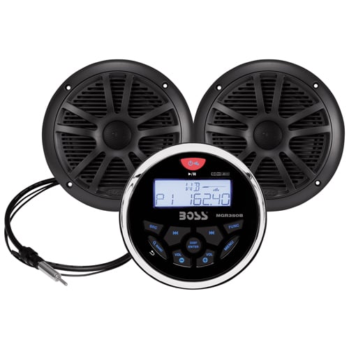 Boss Audio set marineradio MRG350B met 2 speakers zwart